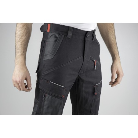 Pantalon de travail stretch noir bicolore avec poches genouillères Cortex de LMA