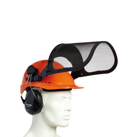 Casque forestier avec antibruit visière grillagée 8 points de fixation Forest1