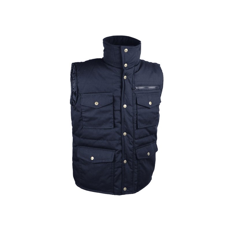Gilet polyester coton multi-poches matelassage polyester bleu marine