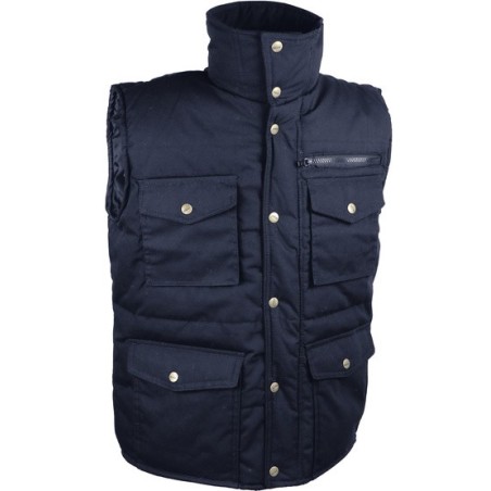 Gilet polyester coton multi-poches matelassage polyester bleu marine