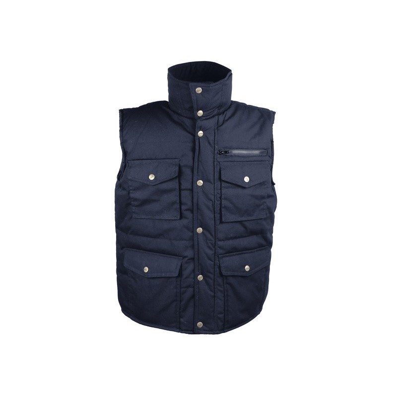 Gilet polyester coton multi-poches matelassage polyester bleu marine