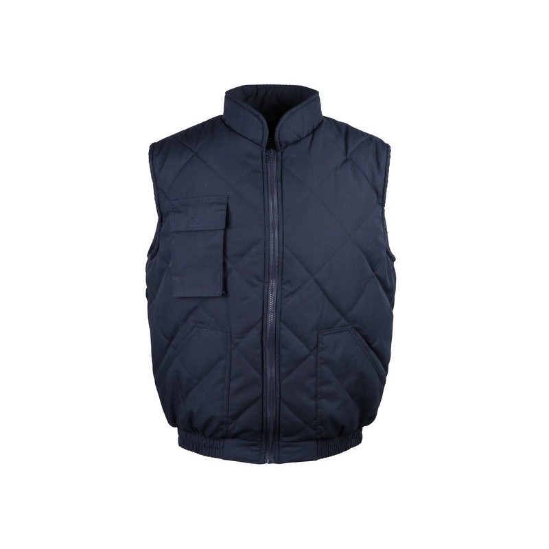 Gilet polyester coton avec col rembourrage polyester bleu marine