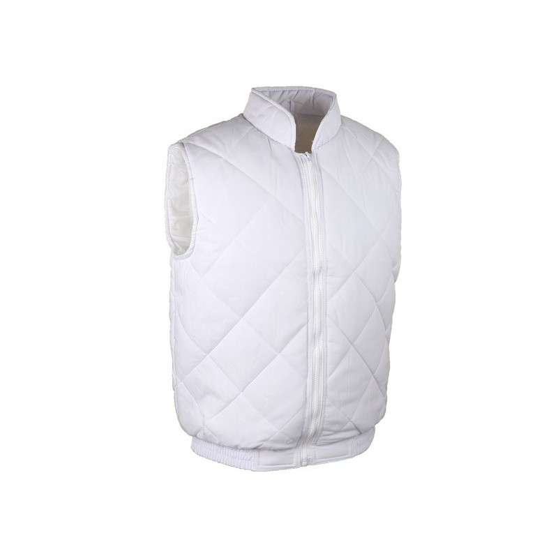 Gilet sans manche blanc polyester coton col rembourrage polyester