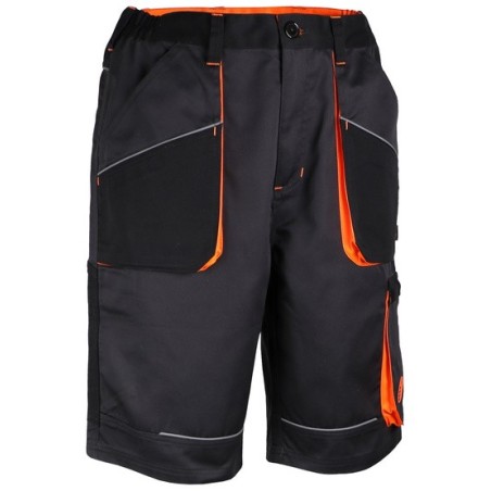 Short de travail polyester coton 245 g/m2 léger noir gris orange