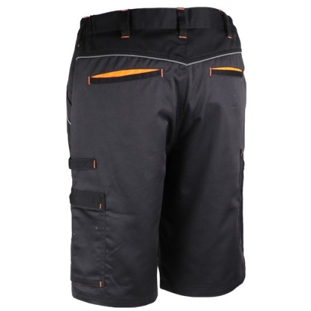 Short de travail polyester coton 245 g/m2 léger noir gris orange