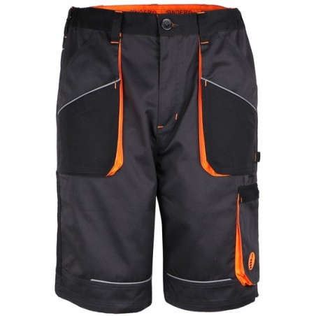 Short de travail polyester coton 245 g/m2 léger noir gris orange