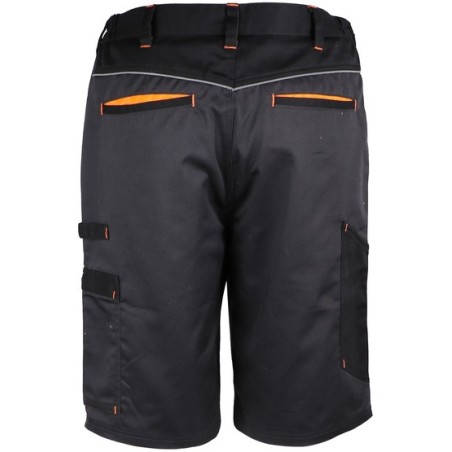 Short de travail polyester coton 245 g/m2 léger noir gris orange