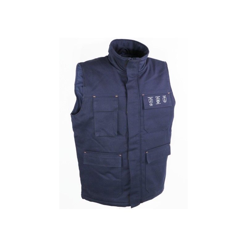 Gilet ignifugé tissu retardateur de flamme 350 g/m2 bleu