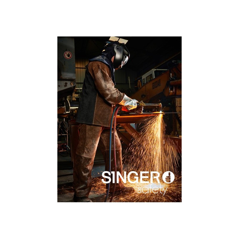 Veste soudeur croûte supérieure de bovin cousue fil aramide dos Proban®