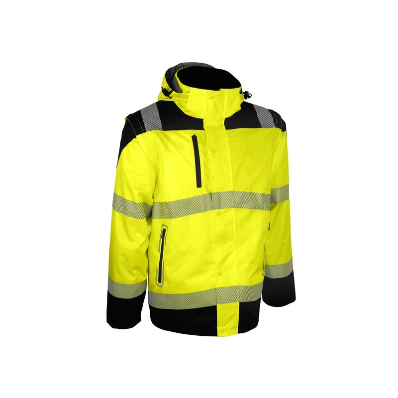 Blouson haute visibilité 2 en 1 manches amovibles doublure polaire