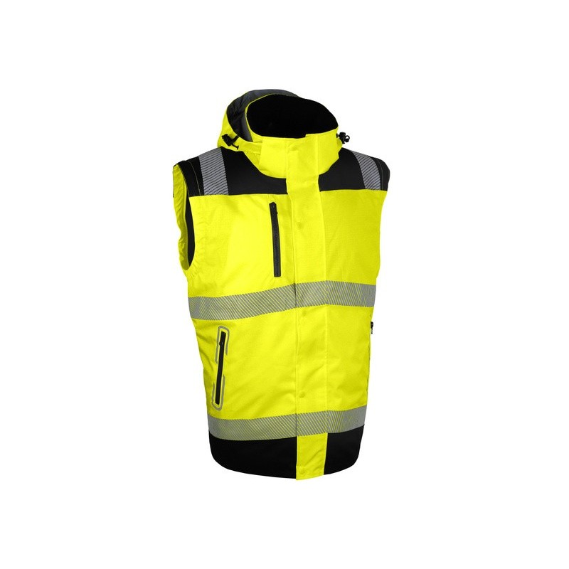 Blouson haute visibilité 2 en 1 manches amovibles doublure polaire
