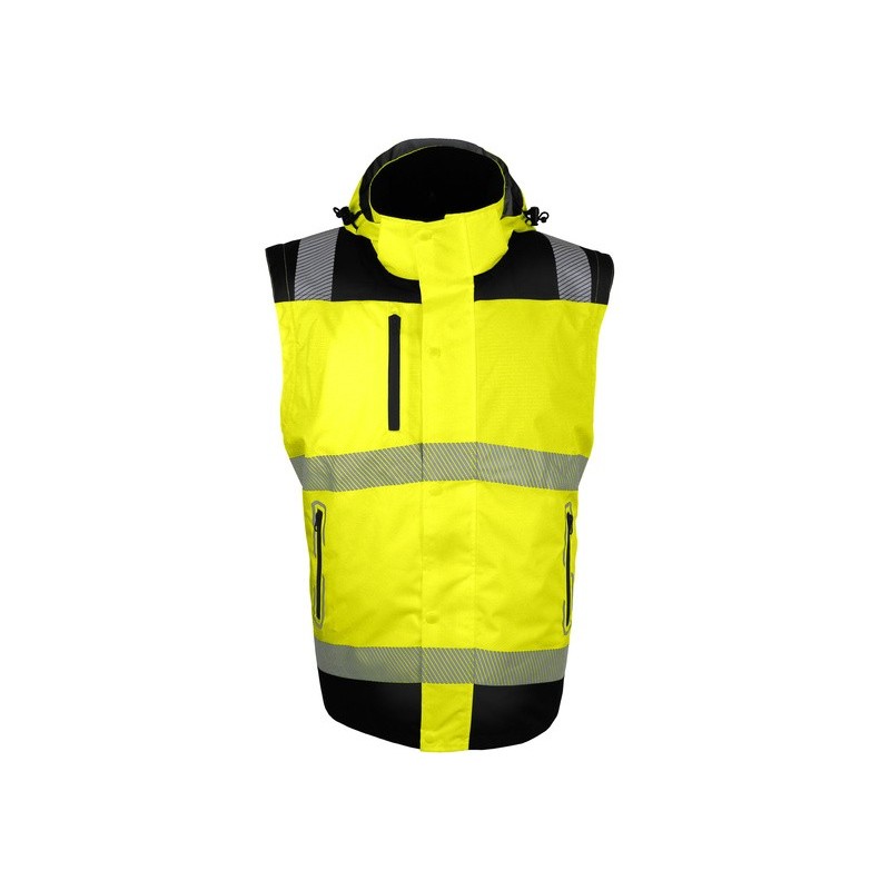 Blouson haute visibilité 2 en 1 manches amovibles doublure polaire
