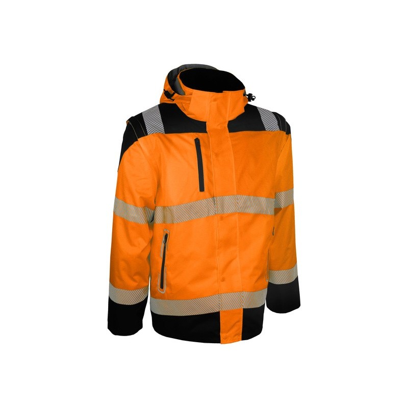 Blouson haute visibilité 2 en 1 manches amovibles doublure polaire