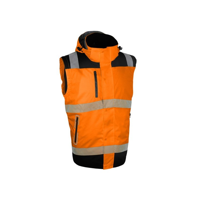 Blouson haute visibilité 2 en 1 manches amovibles doublure polaire