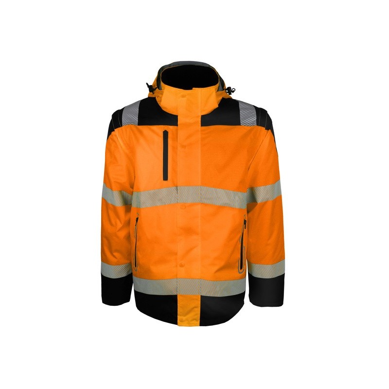Blouson haute visibilité 2 en 1 manches amovibles doublure polaire