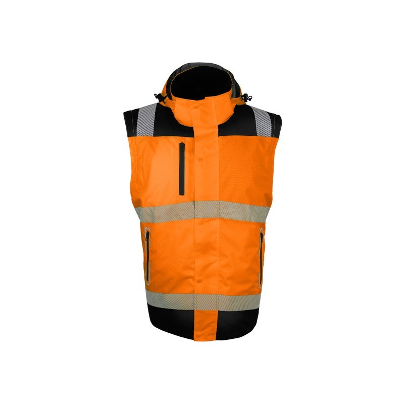 Blouson haute visibilité 2 en 1 manches amovibles doublure polaire