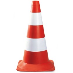 Cône de chantier (lubeck) de signalisation rouge blanc empilable hauteur 50cm