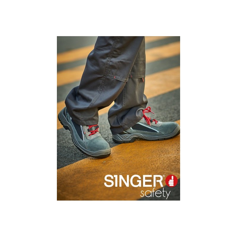 Chaussures basses cuir croûte velours S1P FO SR gris noir