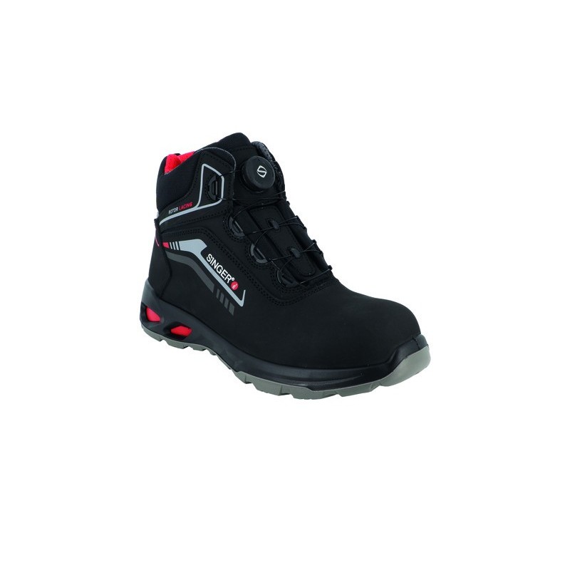 Chaussures hautes de sécurité en cuir hydrofuge ESD laçage rotor