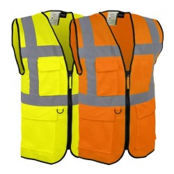 Gilet Haute Visibilité Multi-Poches - Chasuble Sécurité Zippée