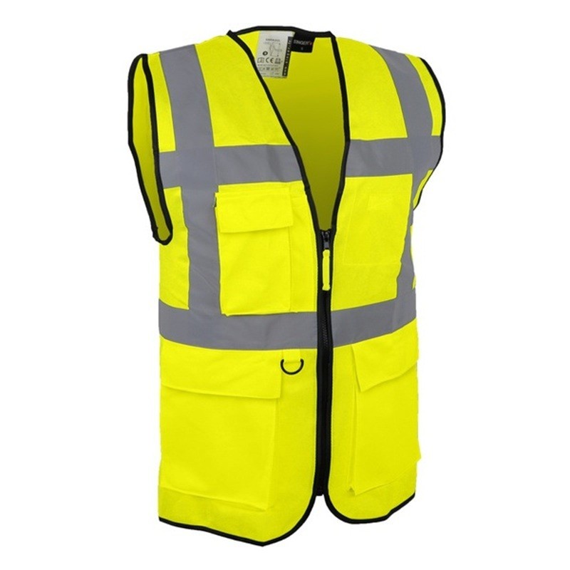 Gilet Haute Visibilité Multi-Poches - Chasuble Sécurité Zippée