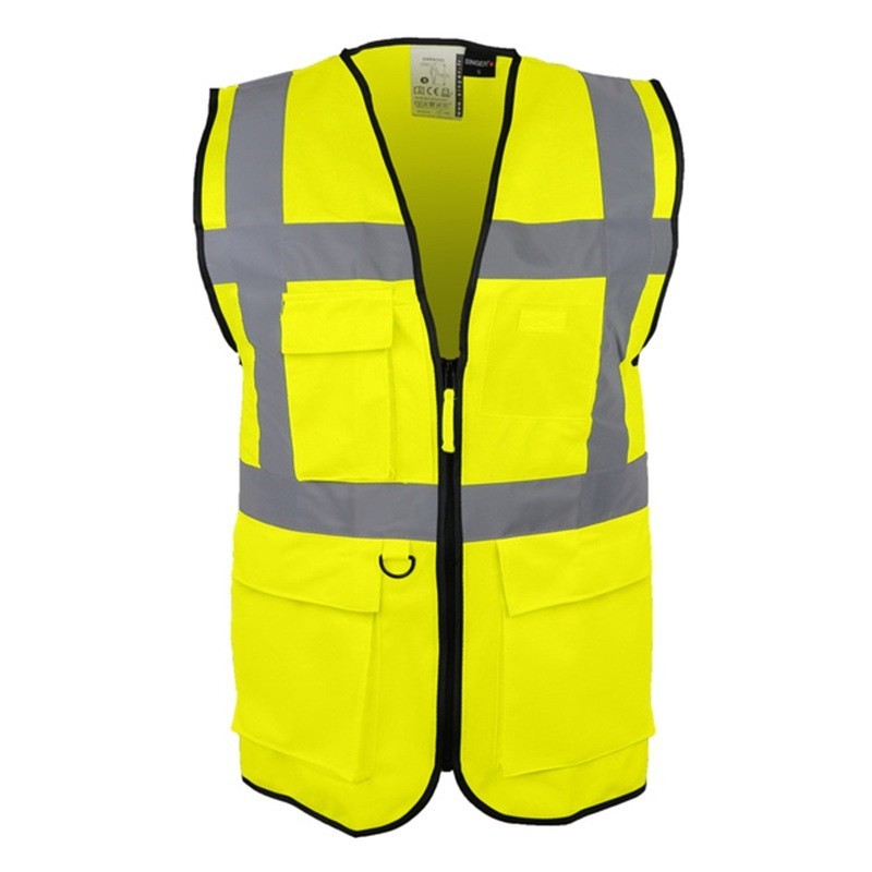 Gilet Haute Visibilité Multi-Poches - Chasuble Sécurité Zippée