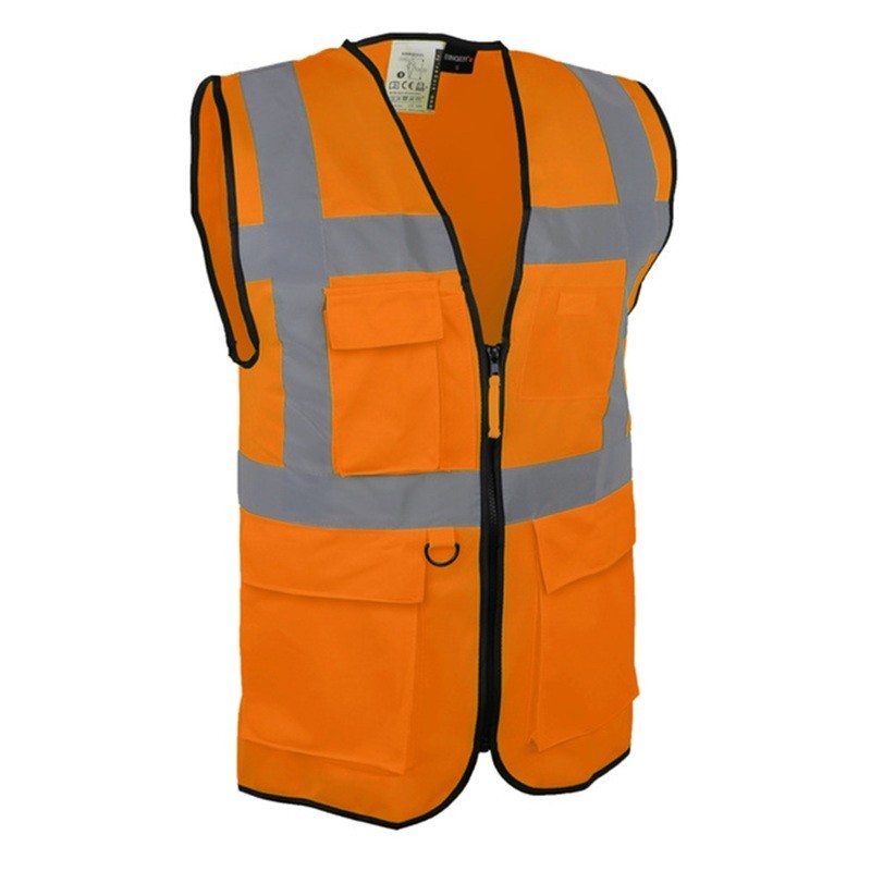 Gilet Haute Visibilité Multi-Poches - Chasuble Sécurité Zippée