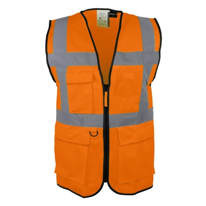 Gilet Haute Visibilité Multi-Poches - Chasuble Sécurité Zippée