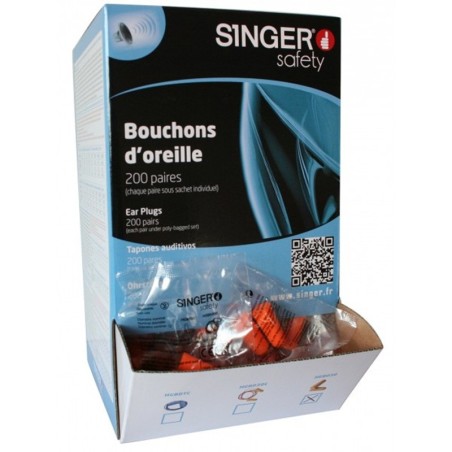 Bouchons d'oreille souples 38 dB à usage unique - Boite de 200 paires