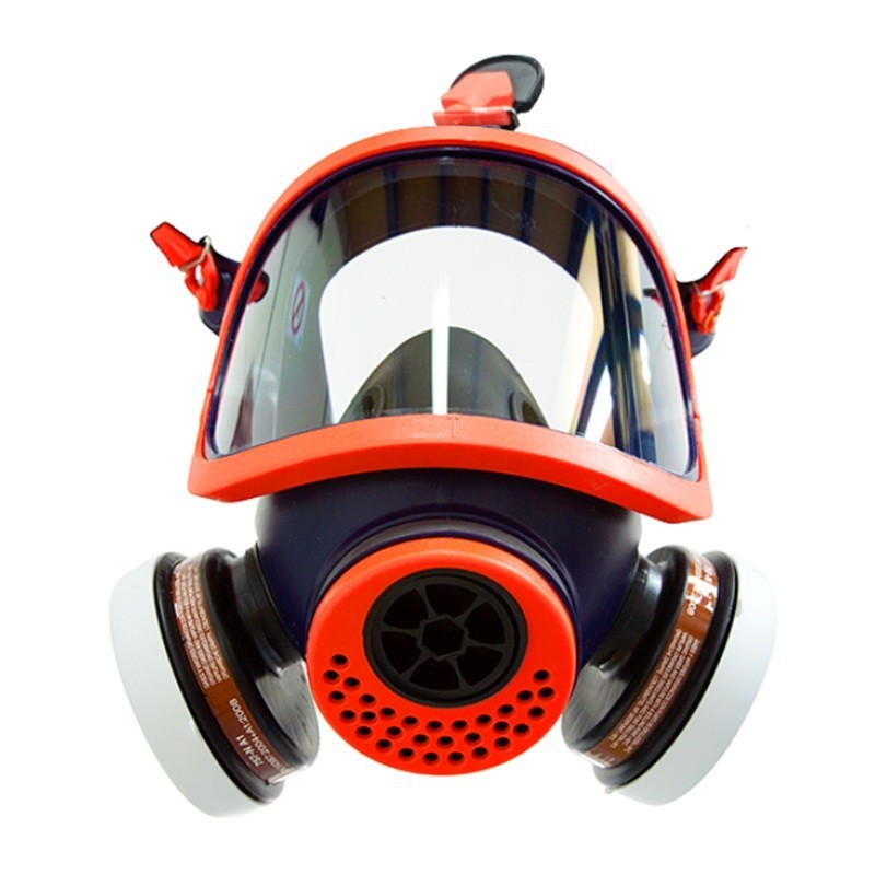 Masque respiratoire panoramique silicone double porte filtre galettes