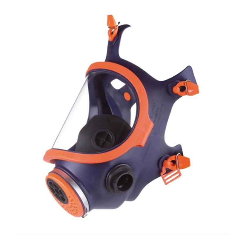 Masque respiratoire panoramique silicone double porte filtre galettes