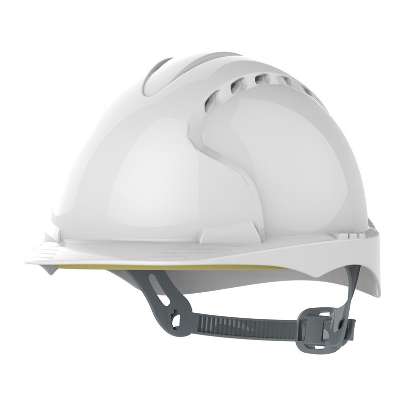 Casque chantier ventilé avec visière blanc bleu norme 397 homme femme