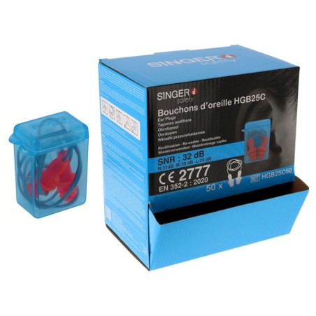 Bouchons d’oreille SNR 32 dB avec cordon et étui SINGER – HGB25C50