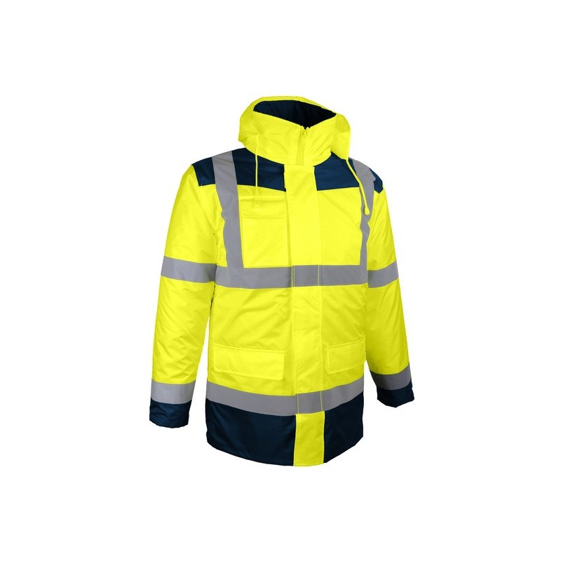 parka haute visibilite jaune veste et manche amovibles protection 4x1