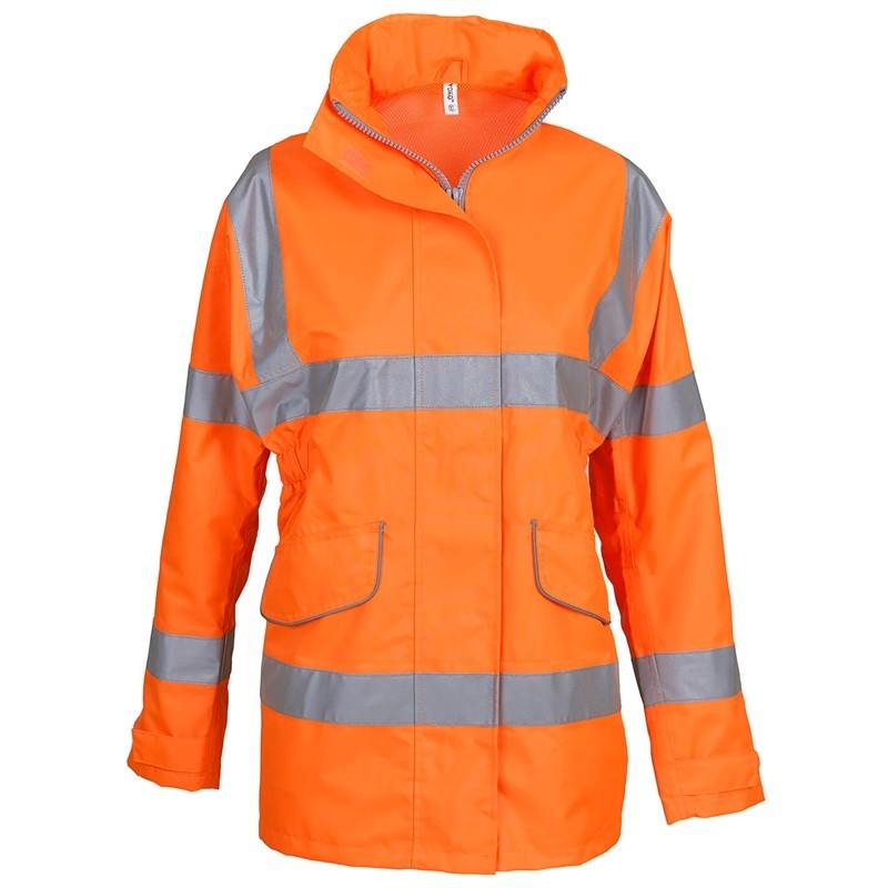 Veste coupe vent imperméable femme cintrée haute visibilité jaune ou orange - 1