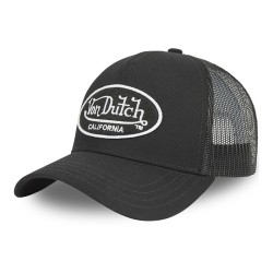 Vue de face de la casquette Trucker LOFB Noire Von Dutch personnalisable