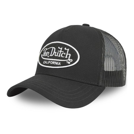 Vue de face de la casquette Trucker LOFB Noire Von Dutch personnalisable