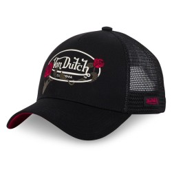Vue de face de la casquette Trucker ROSES Von Dutch personnalisable