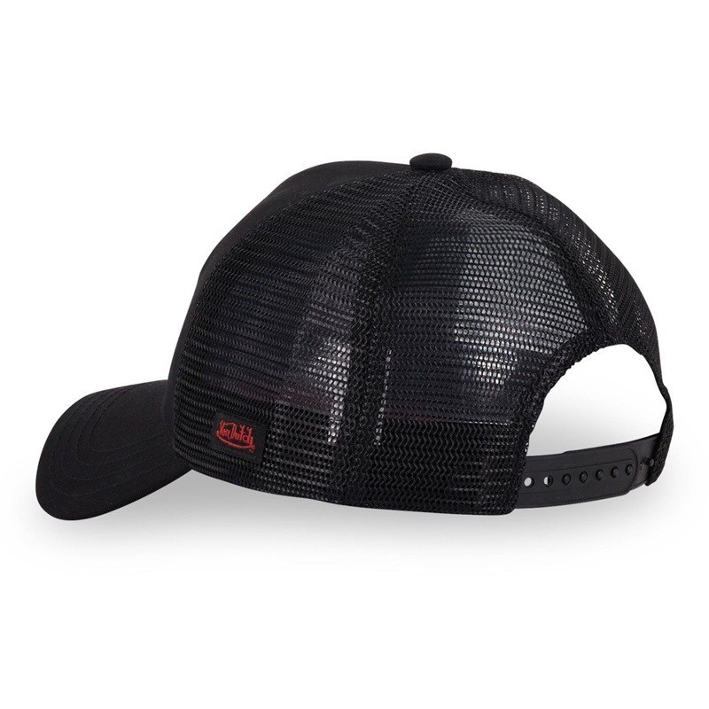 Vue arrière avec filet et snapback de la casquette Von Dutch Trucker ROSES