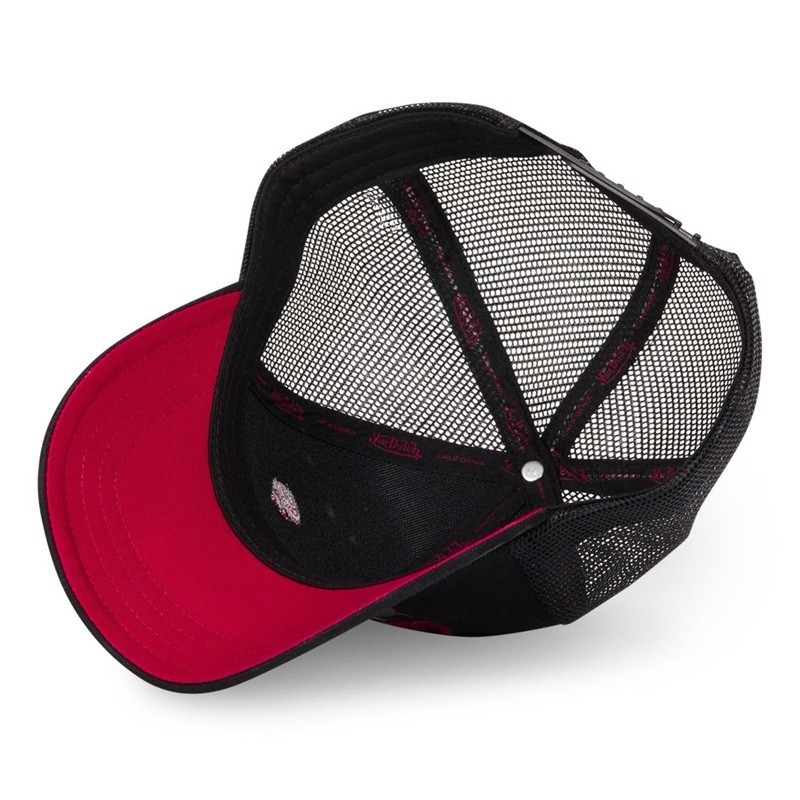 Casquette Trucker ROSES Von Dutch personnalisable noire et rouge
