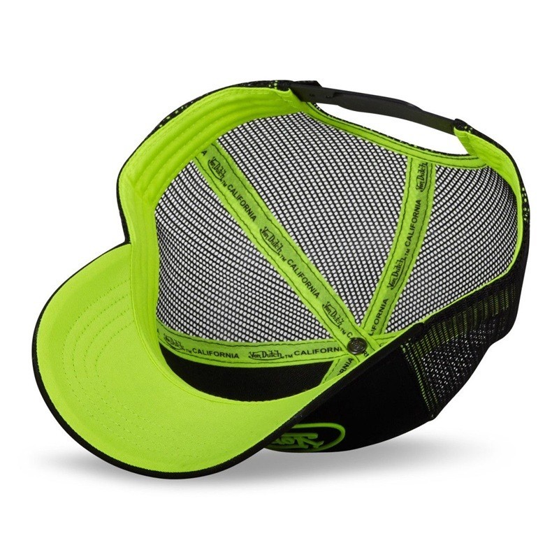 Casquette Trucker DOM Von Dutch personnalisable noire et jaune fluo