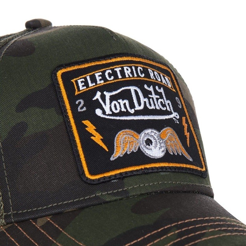 Écusson Von Dutch "Flying Eye" brodé sur l'avant casquette Trucker SQUARE Von Dutch
