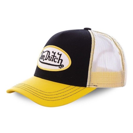 Vue de face de la casquette Trucker COLORS Jaune Von Dutch personnalisable