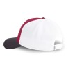Vue arrière avec filet mesh de la casquette Von Dutch Trucker POLY rouge, bordeaux et blanche