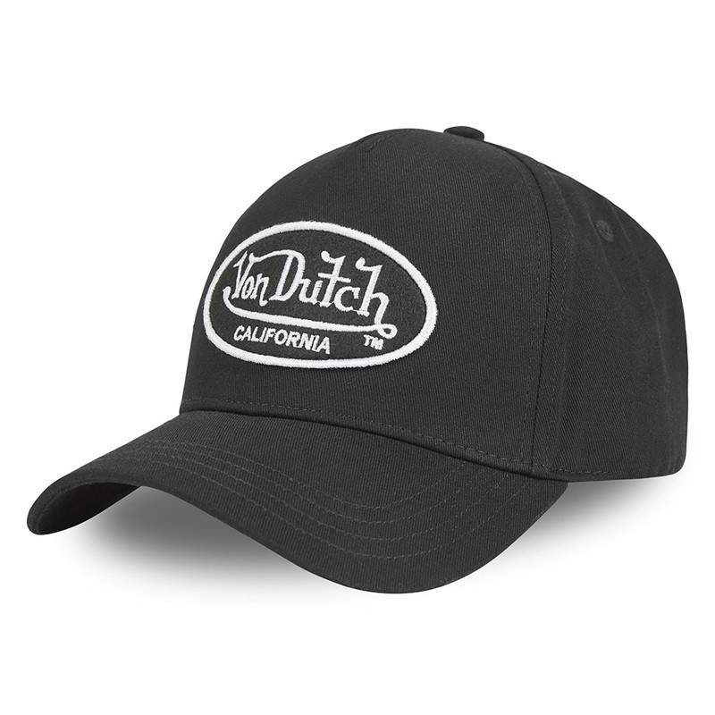Vue de face de la casquette Baseball LOFB Noire Von Dutch personnalisable