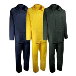 Ensemble veste de pluie et pantalon de pluie. Couleur bleu marine, jaune ou vert
