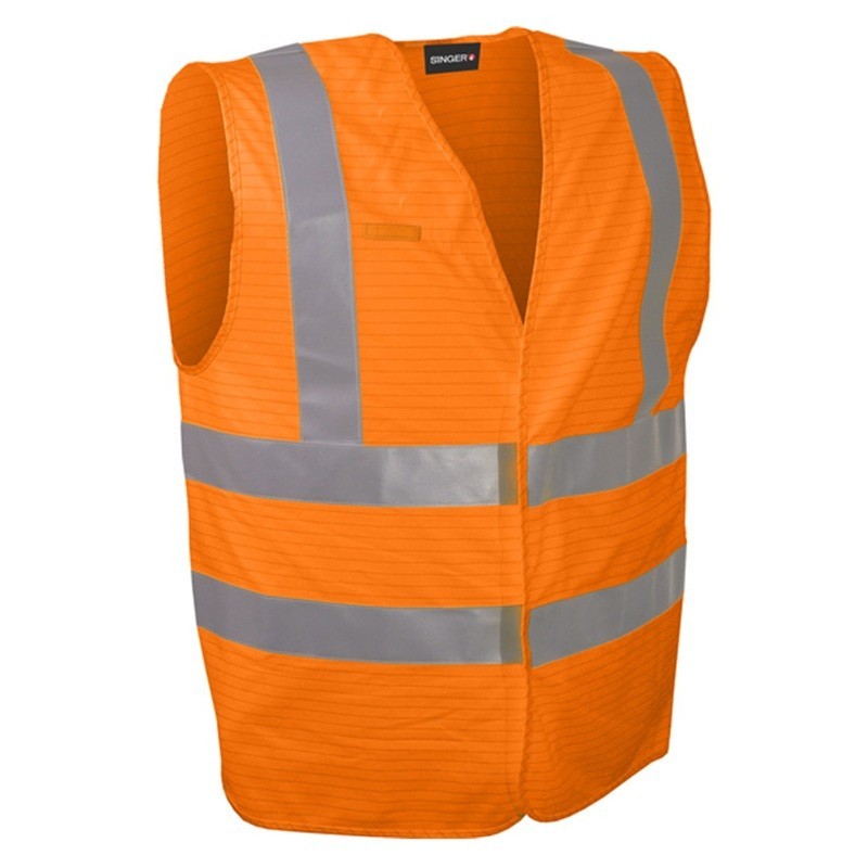 Gilet haute visibilité multirisques orange 4 bandes réfléchissantes Singer GILMRO vue face