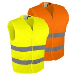 Gilet et chasuble haute visibilité 2 bandes jaune et orange fermeture scratch
