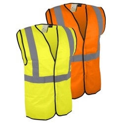 Gilet et chasuble haute visibilité 3 bandes jaune et orange fermeture scratch