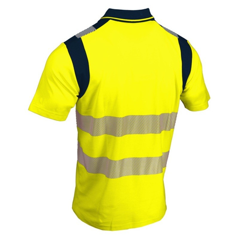 Polo haute visibilité jaune Singer POLMA 2 bandes rétro-réfléchissantes segmentées vue dos